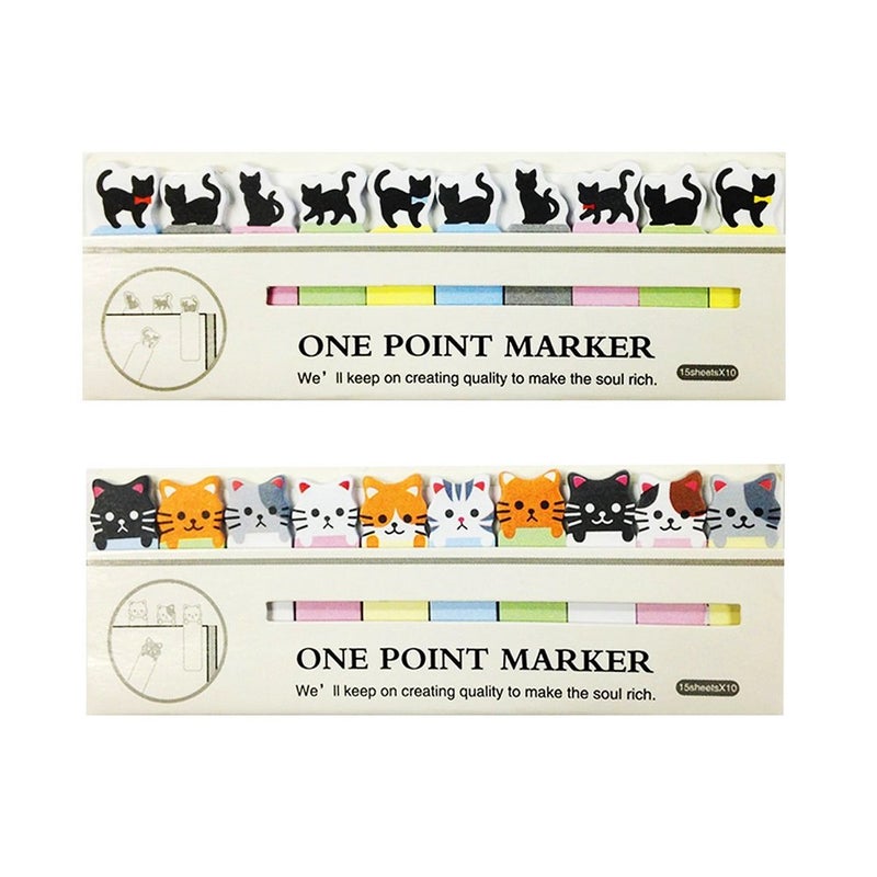 SMYLLS Cute Cat Sticker Bookmark Flag Tab Sticky Notes, Set of 2 (Multicolor)